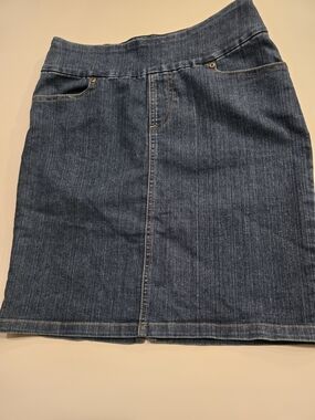 0053-Jessica Dark Blue Denim Midi Skirt